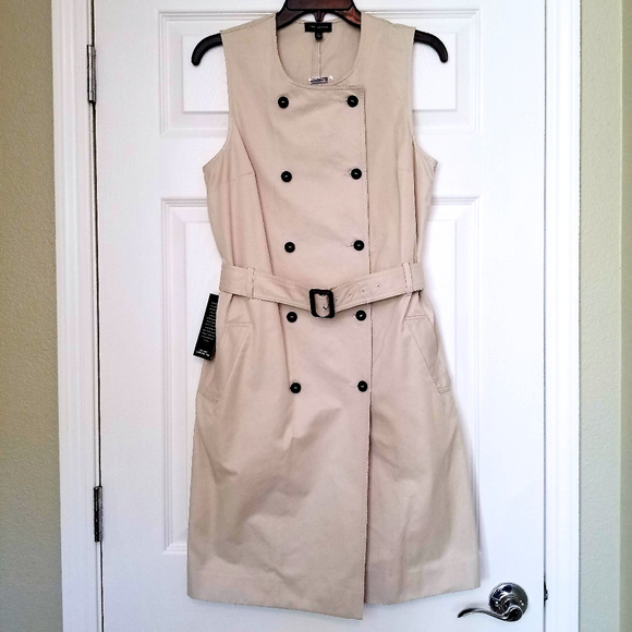 Tan Belted Trench Dress 